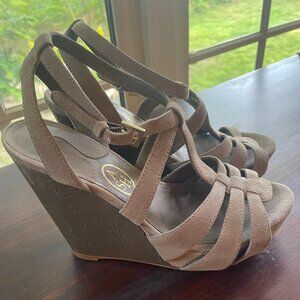 ASH women's suede platform sandals taupe 38 7.5